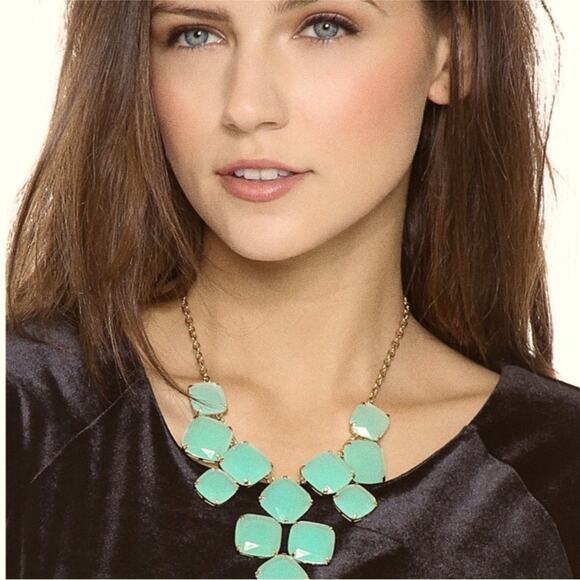 Kate Spade Shaken Not Stirred Necklace Green Statement Jewelry Preppy Designer - Picture 1 of 10